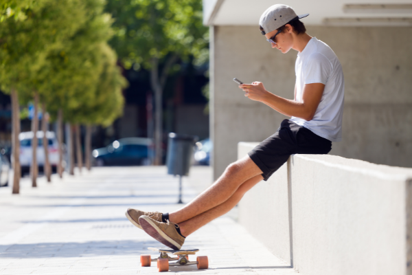 College guy on skateboard