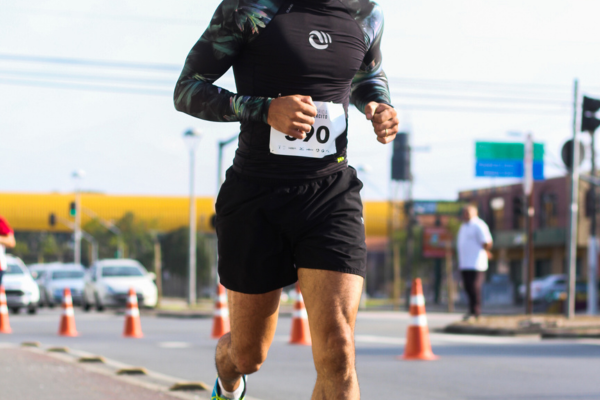 Runner wearing compression shorts